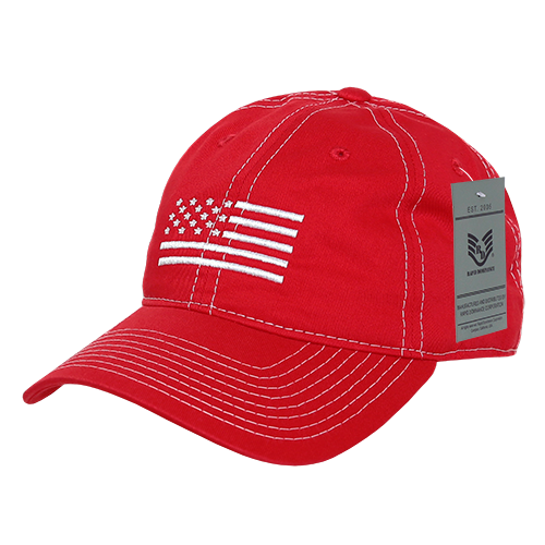A03-USA4-RED Relaxed Graphic Cap - Red, White US Flag