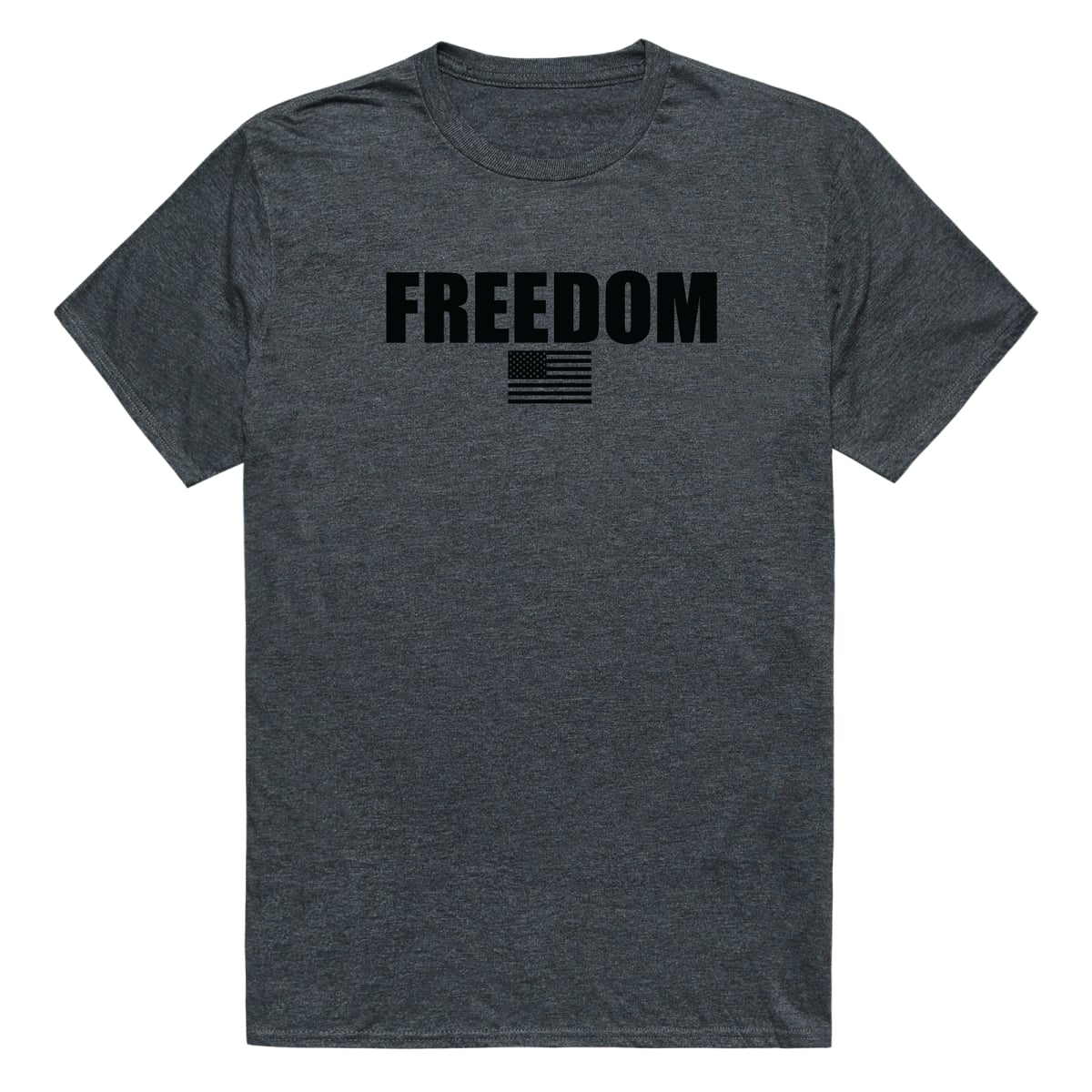 AM3-235-HCH-01 America Basic Freedom US Flag Short Sleeve T-Shirt, Heather Charcoal - Small