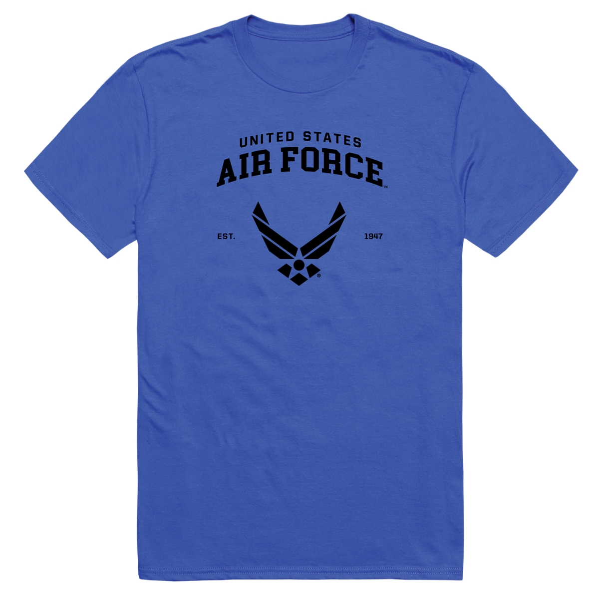 AM5-AF3-RYL-04 Basic Military US Air Force 3 Short Sleeve T-Shirt, Royal Blue - Extra Large