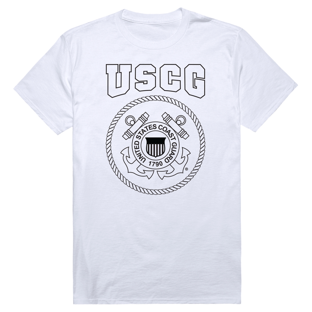 AM5-CG4-WHT-01 Basic Military USCG 4 Short Sleeve T-Shirt, White - Small