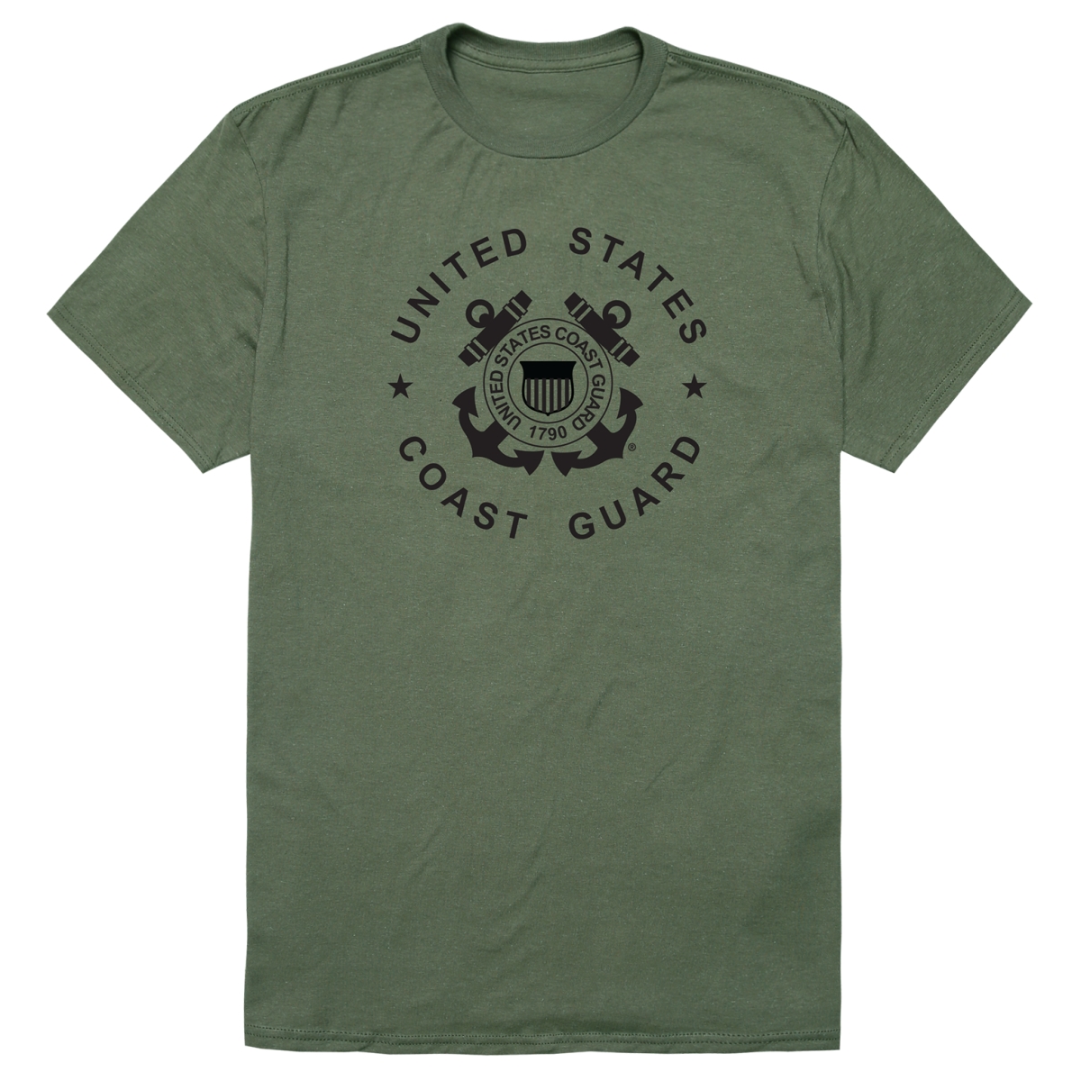 AM5-CG9-OLV-03 Basic Military USCG 9 Short Sleeve T-Shirt, Olive - Large