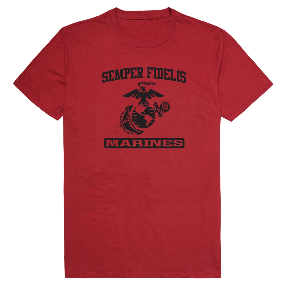 AM5-MC9-CAR-02 Basic Military US Marines 9 Short Sleeve T-Shirt, Cardinal - Medium