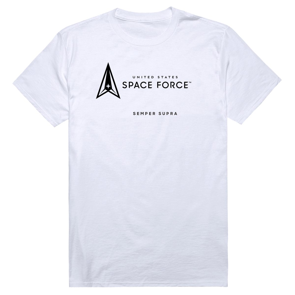 AM5-SF6-WHT-01 Basic Military Space Force 6 Short Sleeve T-Shirt, White - Small