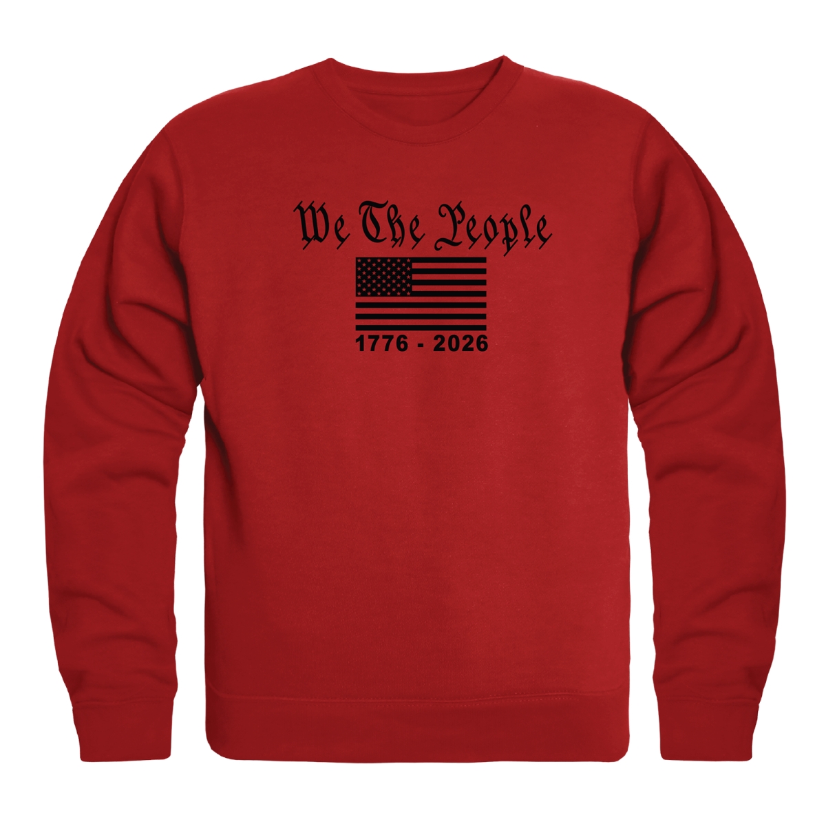 AN5-254-RD2-03 America Anniversary We the People Crewneck Long Sleeve T-Shirt, Red - Large