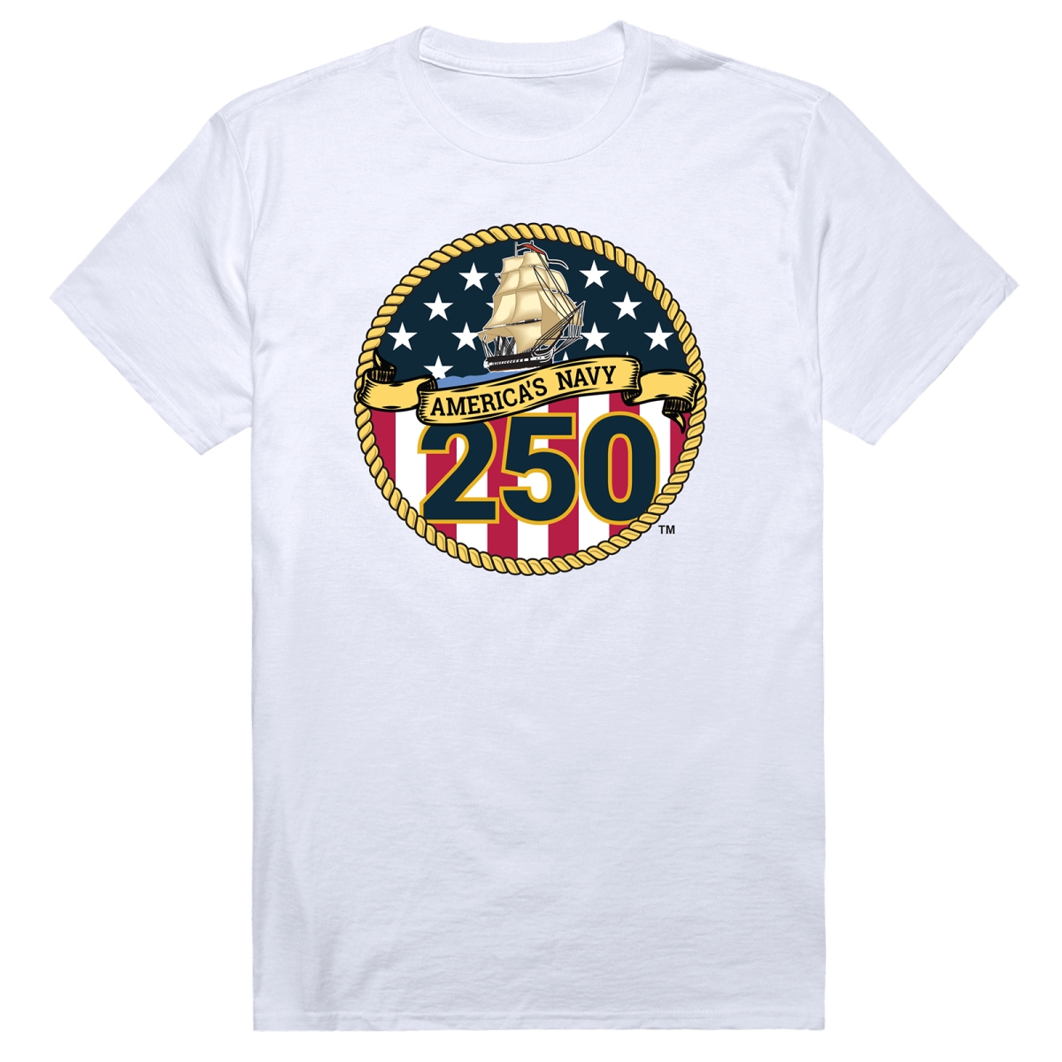 AN1-NA1-WHT-02 Anniversary US Navy 1 Short Sleeve T-Shirt, White - Medium