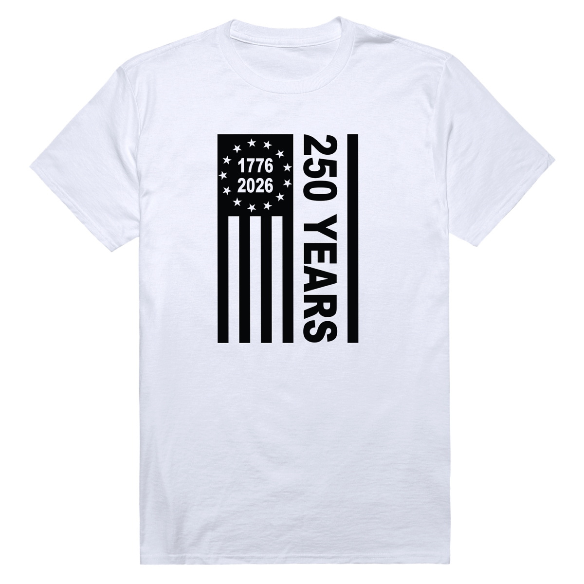 AN3-246-WHT-03 America 250 Years Anniversary Flag Short Sleeve T-Shirt, White - Large
