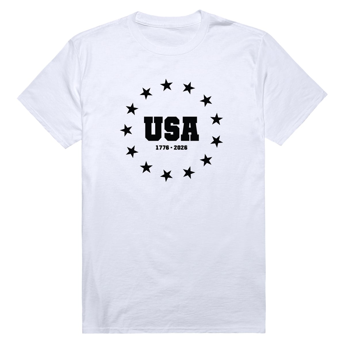 AN3-248-WHT-03 America Anniversary USA Stars Short Sleeve T-Shirt, White - Large
