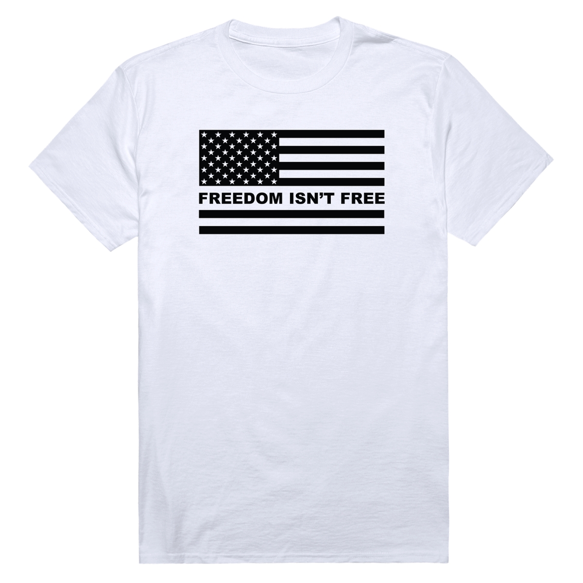 AN3-253-WHT-02 America Anniversary Freedom is Not Free Flag Short Sleeve T-Shirt, White - Medium