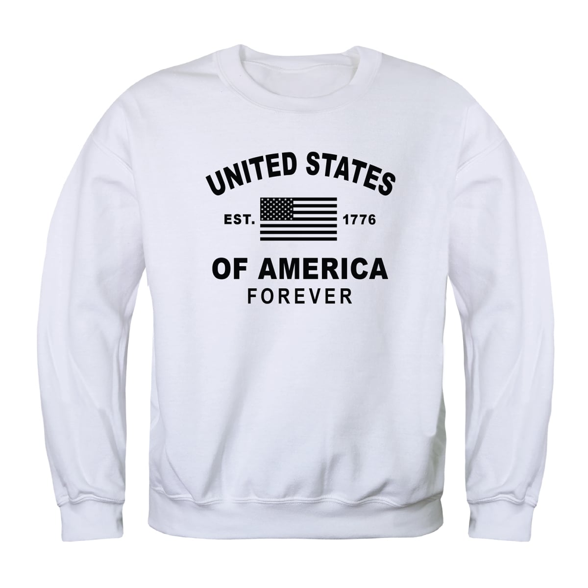 AN5-258-WHT-01 America Forever Anniversary Crewneck Long Sleeve T-Shirt, White - Small