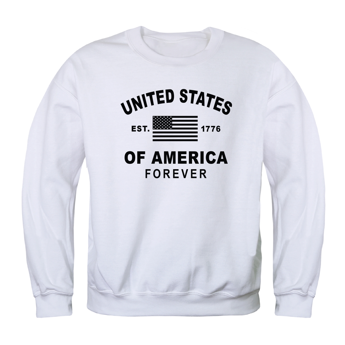 AN5-258-WHT-04 America Forever Anniversary Crewneck Long Sleeve T-Shirt, White - Extra Large
