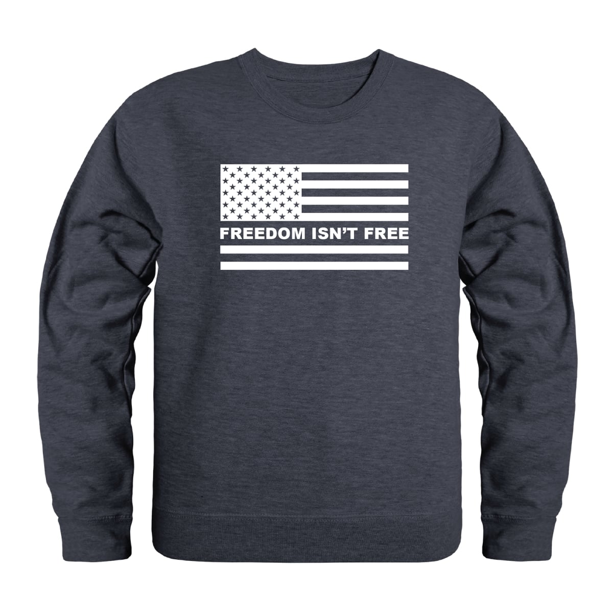 AN5-253-HCH-01 America Anniversary Freedom is Not Free Crewneck Long Sleeve T-Shirt, Heather Charcoal - Small