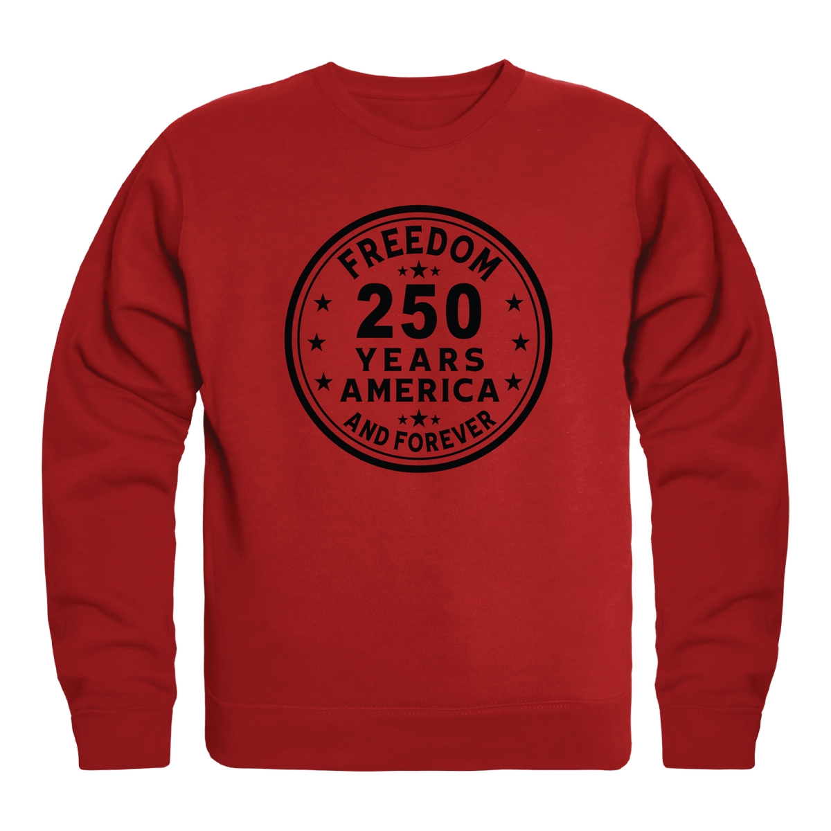 AN5-259-RD2-03 America Anniversary Freedom 250 Years Crewneck Long Sleeve T-Shirt, Red - Large