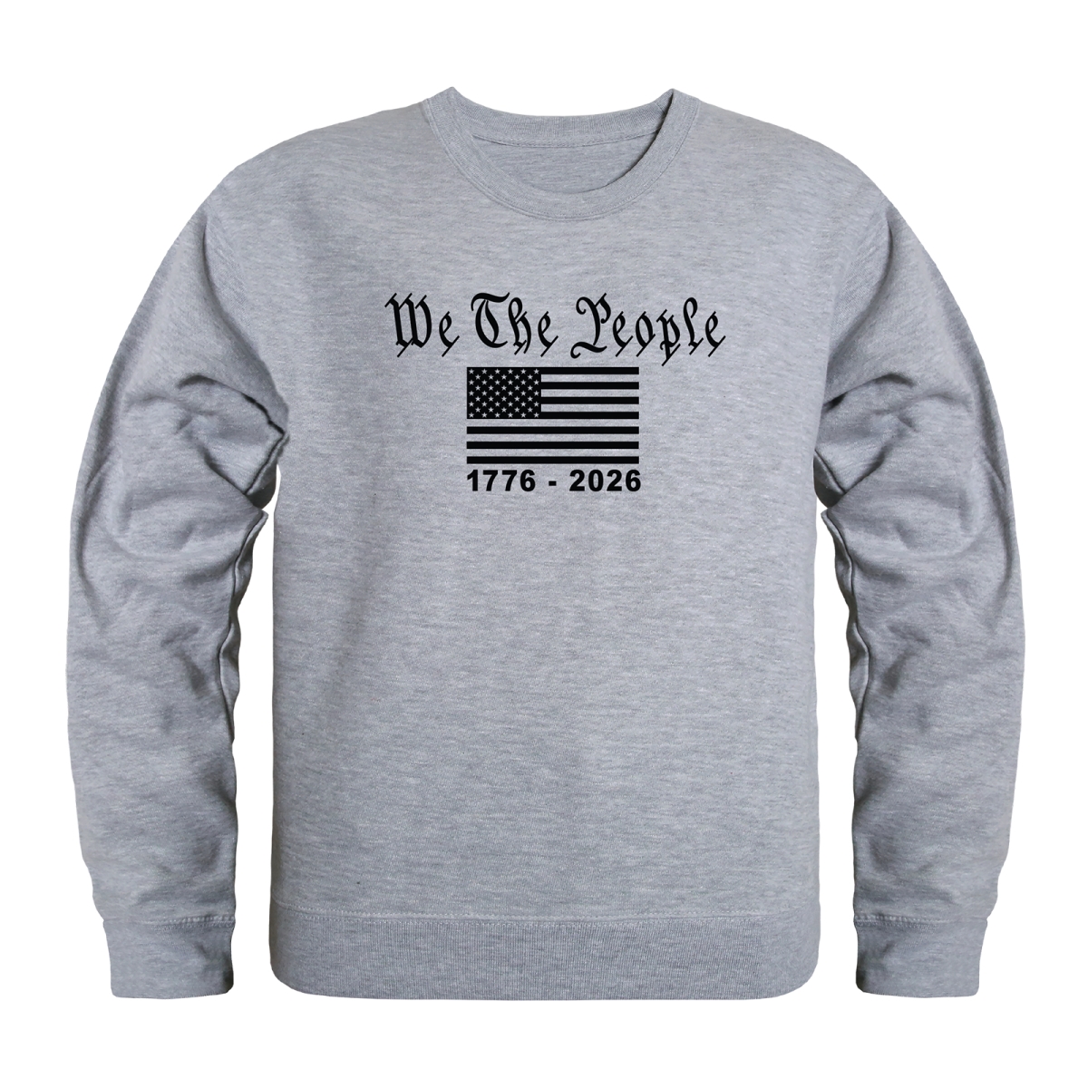 AN5-254-HGY-02 America Anniversary We the People Crewneck Long Sleeve T-Shirt, Heather Gray - Medium