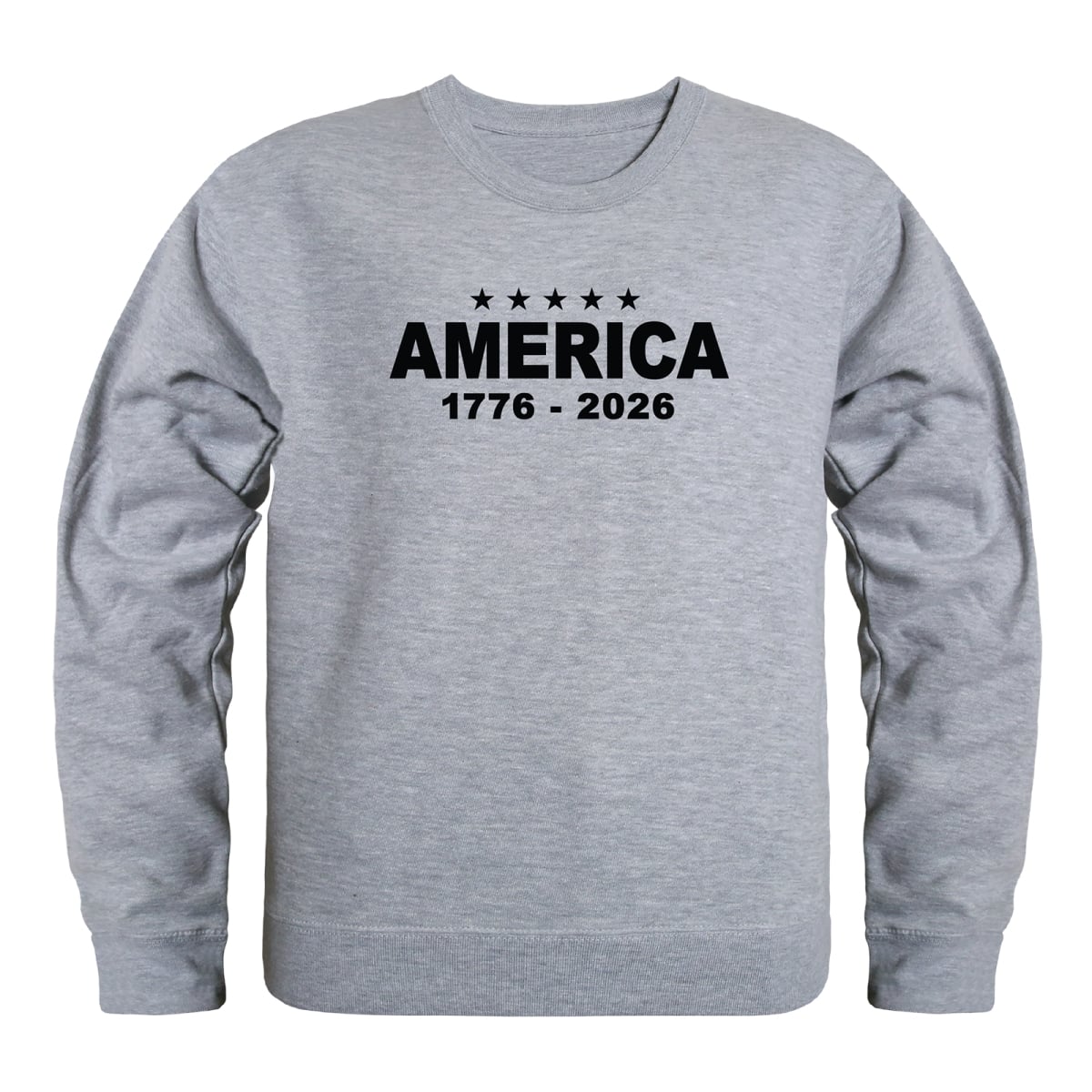 AN5-261-HGY-03 America State Anniversary Crewneck Long Sleeve T-Shirt, Heather Gray - Large
