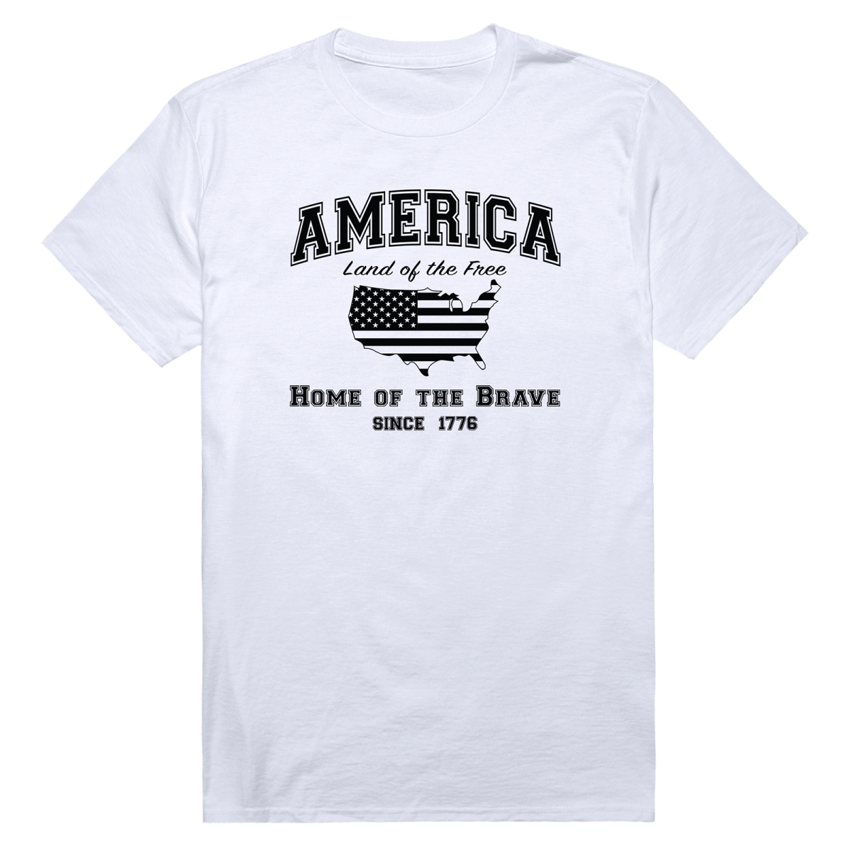 AN3-256-WHT-01 America Anniversary Land of the Free Short Sleeve T-Shirt, White - Small