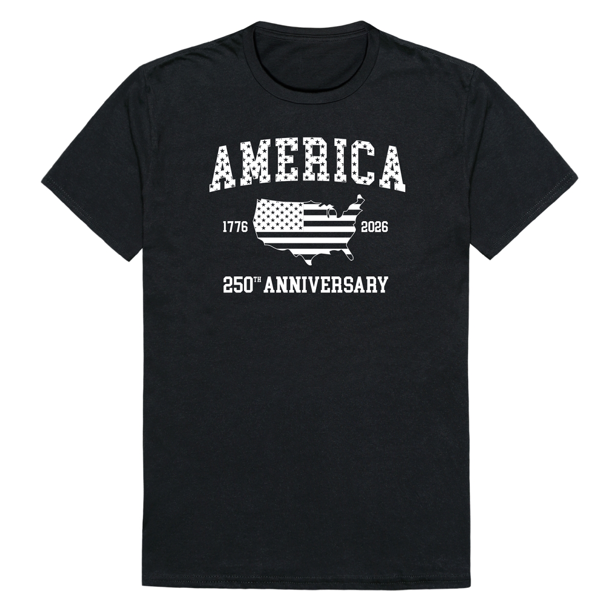 AN3-237-BLK-02 America 250th Anniversary Short Sleeve T-Shirt, Black - Medium