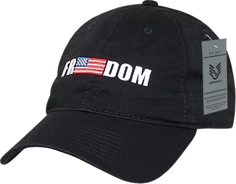 A03-FREE1-BLK1 Freedom 1 Graphic Relaxed Cap, Black 1