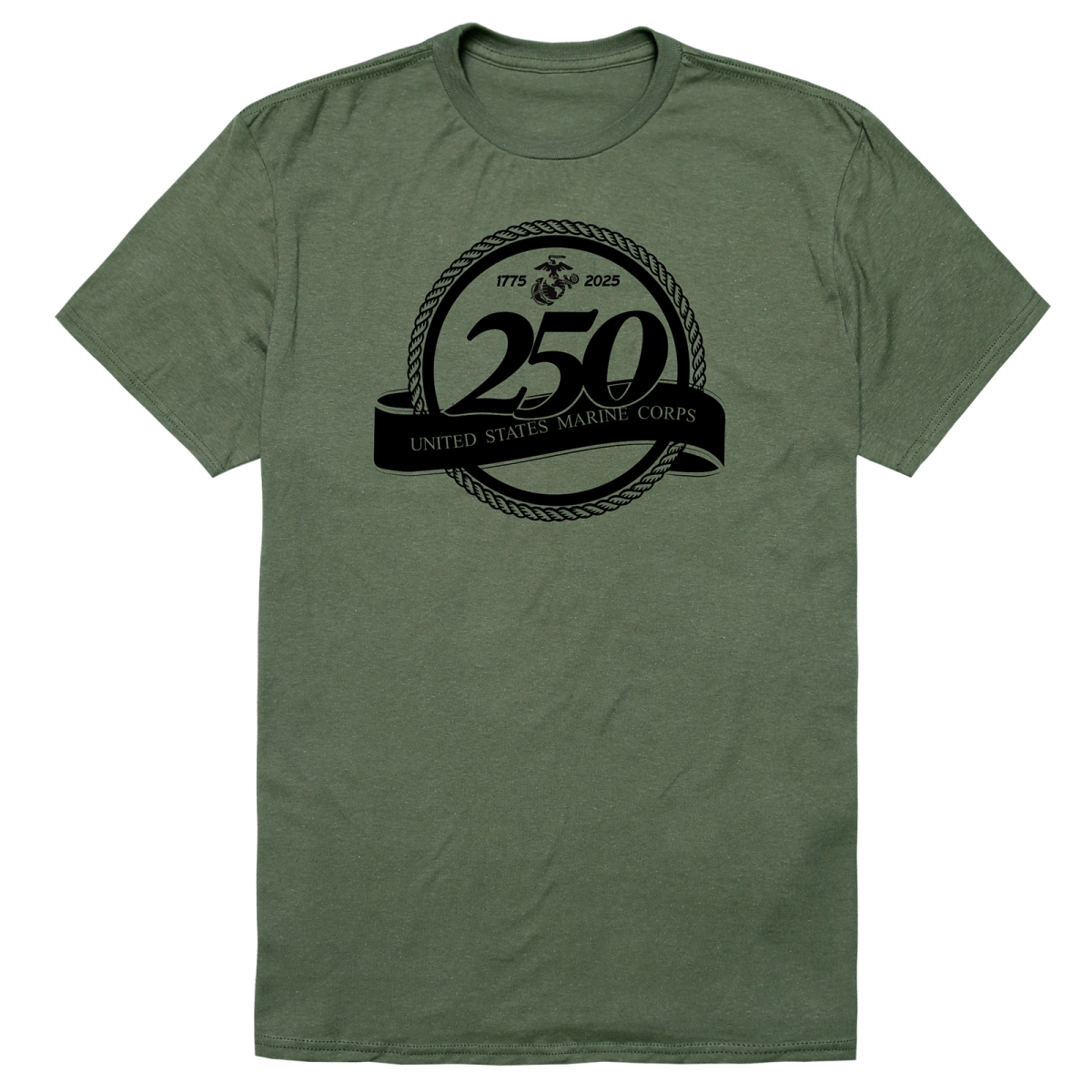 AN1-MC1-OLV-02 US Marines 1 Anniversary Short Sleeve T-Shirt, Olive - Medium