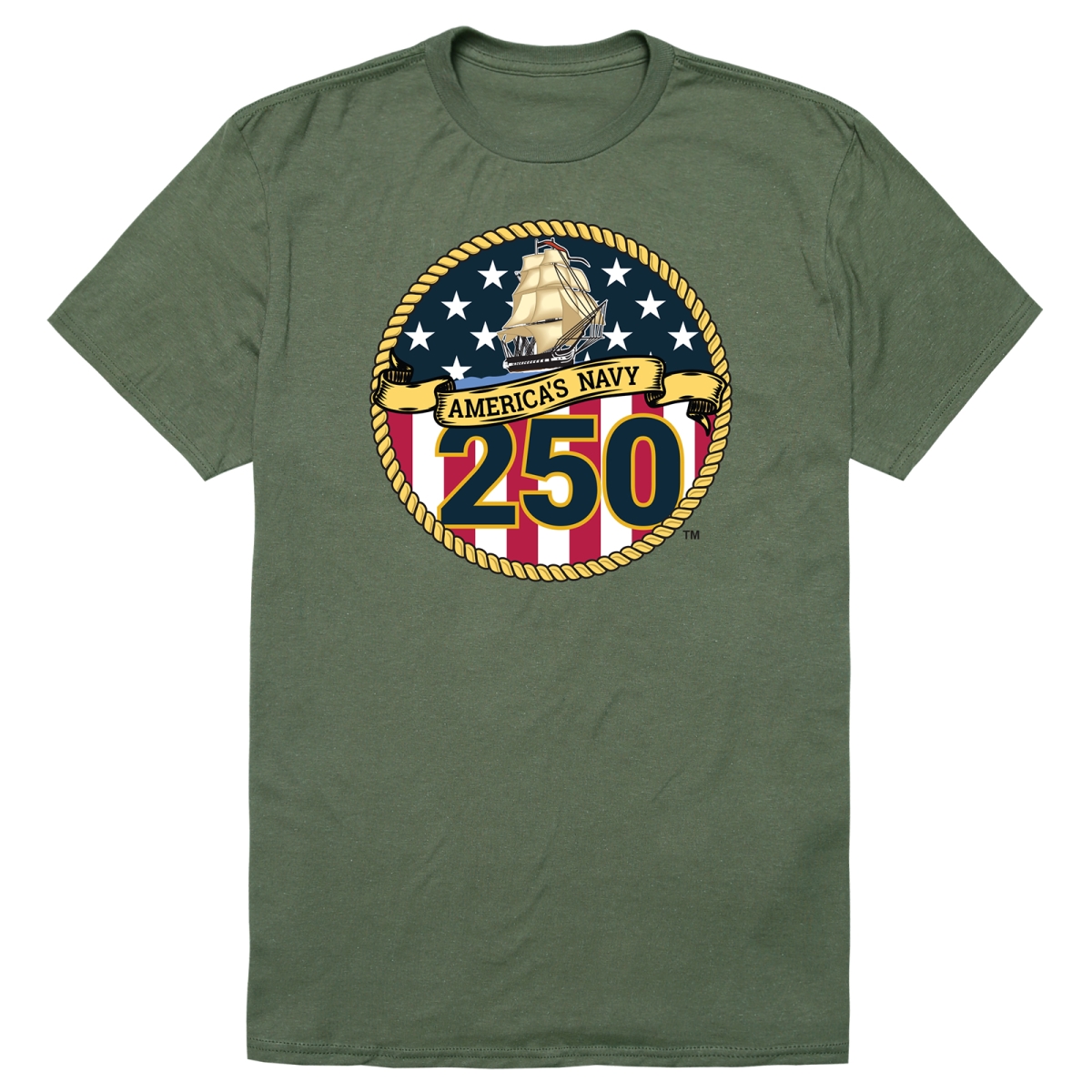 AN1-NA1-OLV-02 Anniversary US Navy 1 Short Sleeve T-Shirt, Olive - Medium