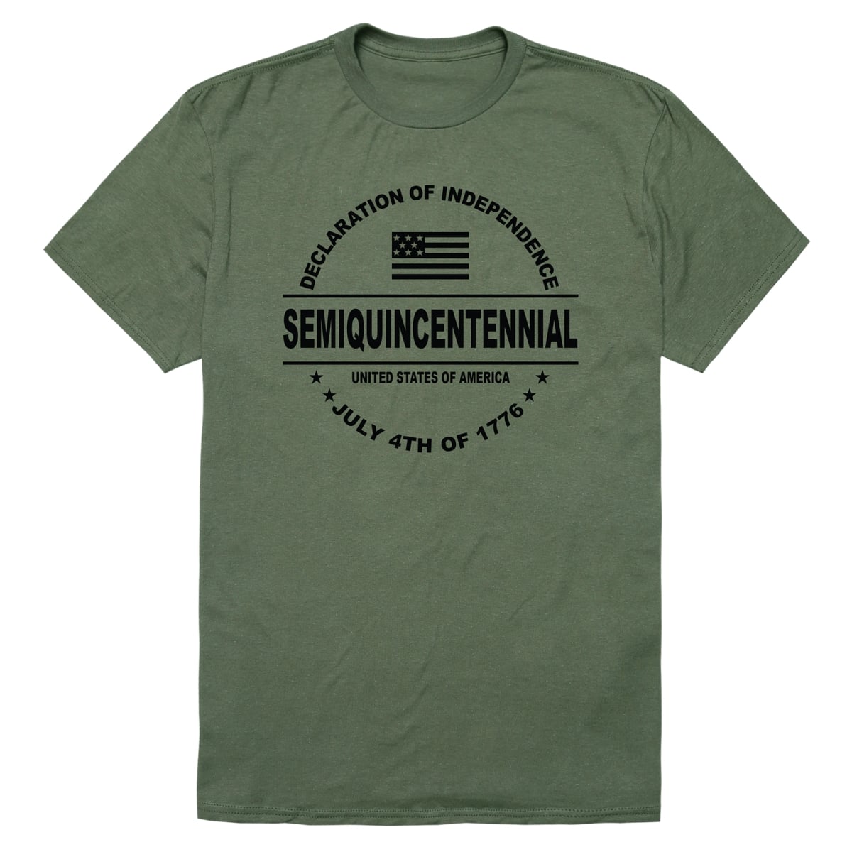 AN3-249-OLV-02 America Anniversary Declaration Short Sleeve T-Shirt, Olive - Medium