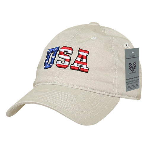 Relaxed Graphic Cap - Stone, US Flag Letters