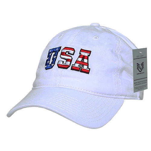 Relaxed Graphic Cap - White, US Flag Letters