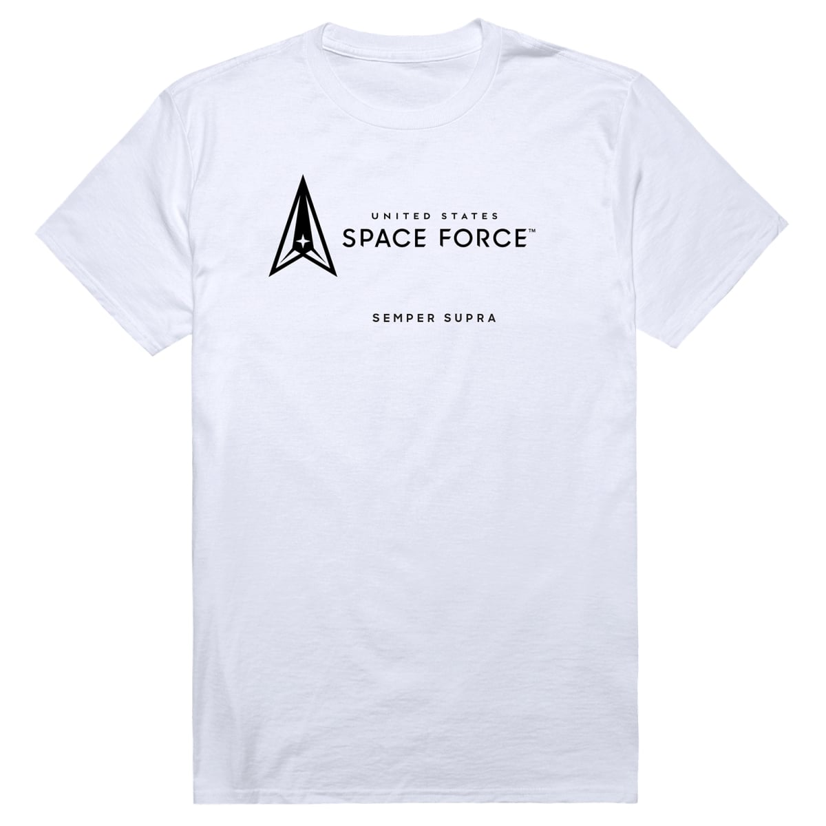 AM5-SF6-WHT-03 Basic Military Space Force 6 Short Sleeve T-Shirt, White - Large