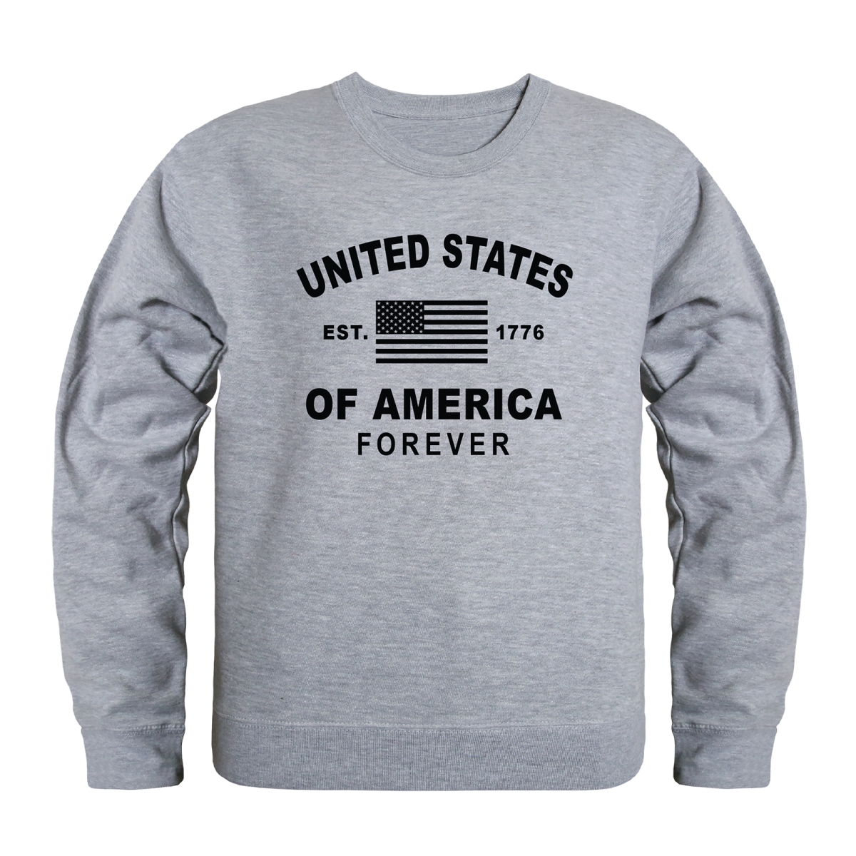 AN5-258-HGY-01 America Forever Anniversary Crewneck Long Sleeve T-Shirt, Heather Gray - Small