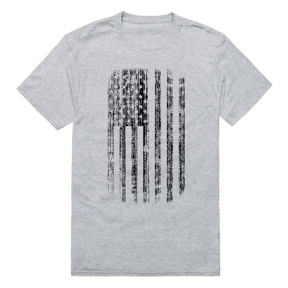RS8-USA-HG2-03 American Flag Distressed Short Sleeve T-Shirt, Heather Gray - Large