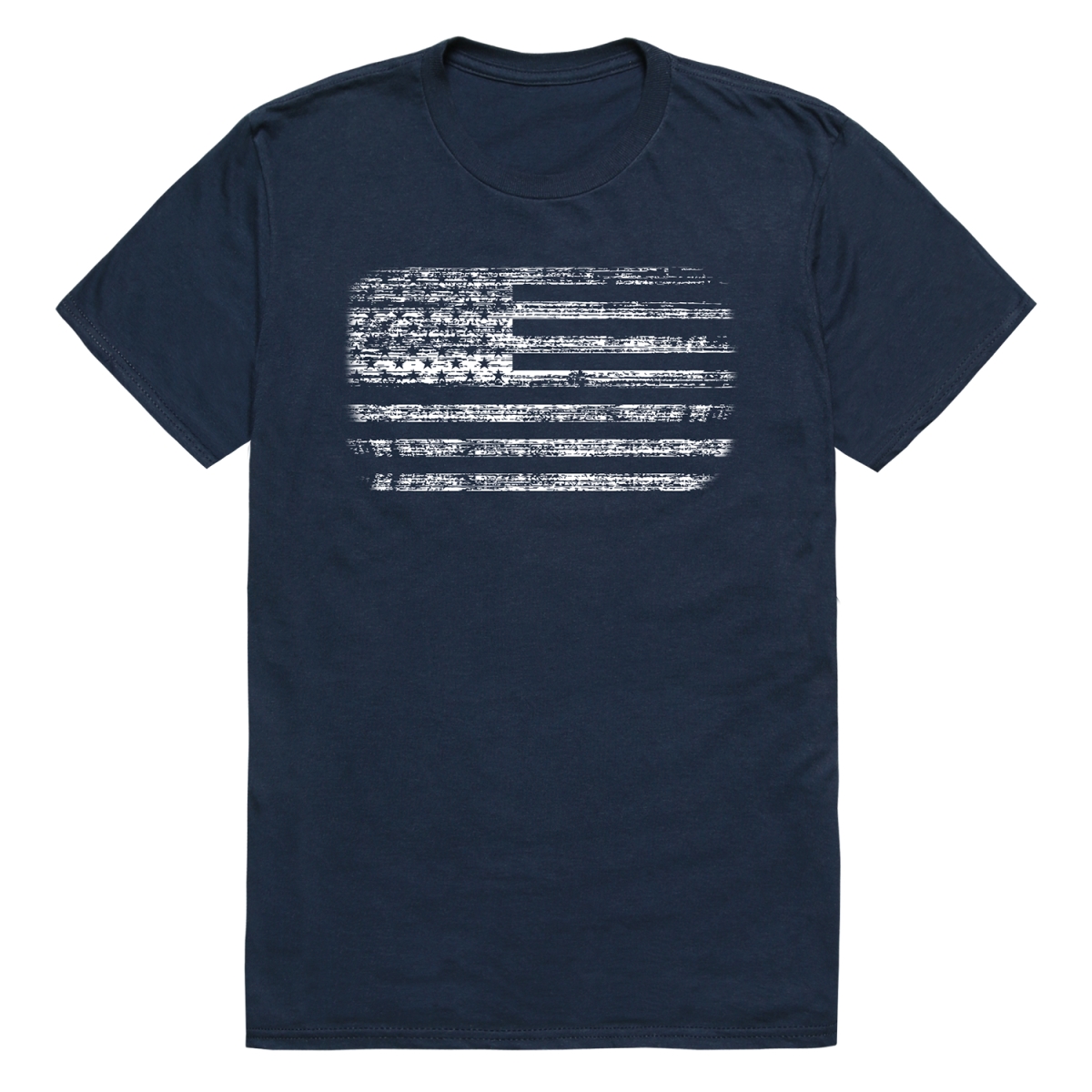 RS8-USA-NVY-03 American Flag Distressed Short Sleeve T-Shirt, Navy - Large