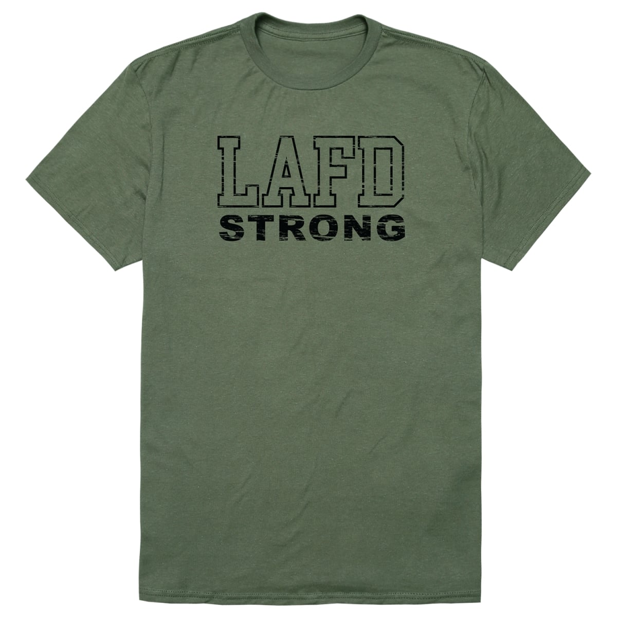 RT1-ST6-OLV-01 Distressed Strong 6 Short Sleeve T-Shirt, Olive - Small