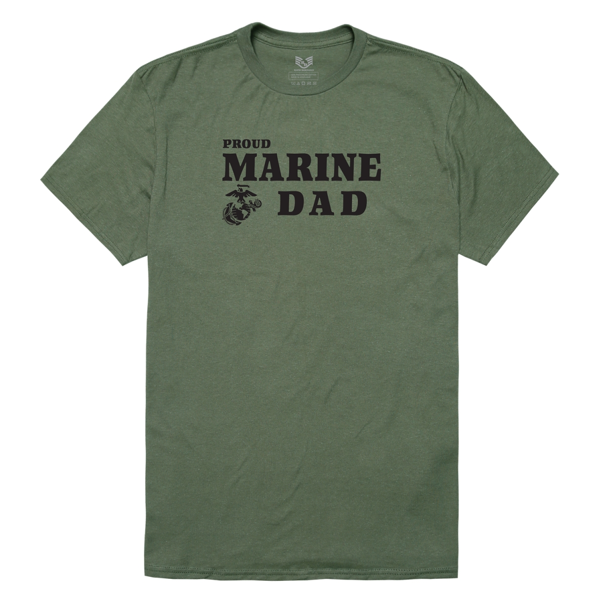 RS2-MC5-OLV-01 Relaxed Graphic Marines Dad Short Sleeve T-Shirt, Olive - Small