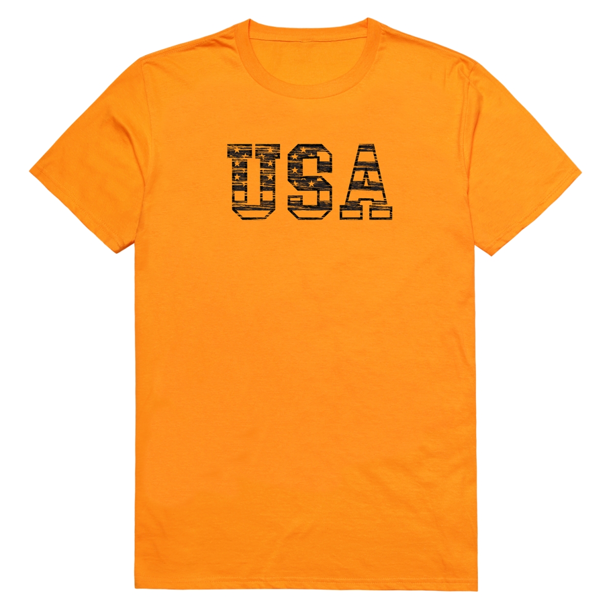 RS8-US3-GLD-01 USA 3 Distressed Short Sleeve T-Shirt, Gold - Small