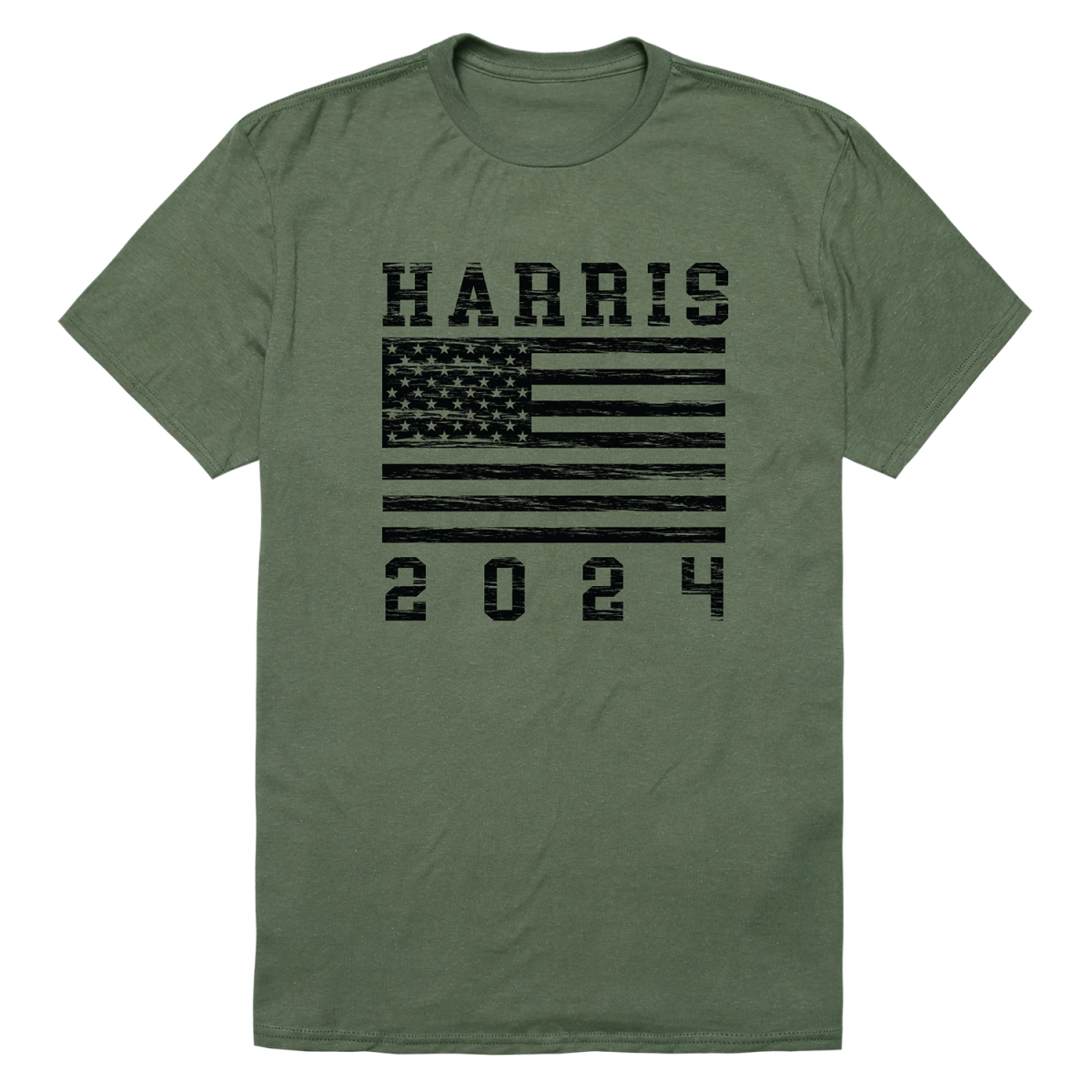 RS9-HAR-OLV-02 Distressed Campaign Harris Short Sleeve T-Shirt, Olive - Medium