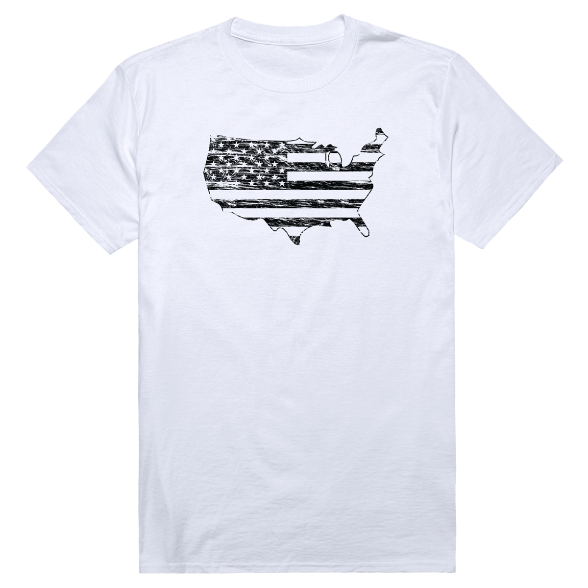 RT2-A02-WHT-02 Essential Graphic USA Map Short Sleeve T-Shirt, White - Medium