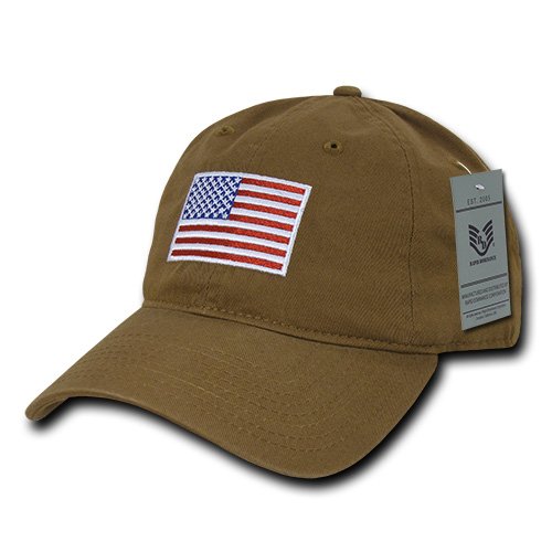 Rapiddominance  Relaxed Graphic Cap, Original USA Flag - Coyote