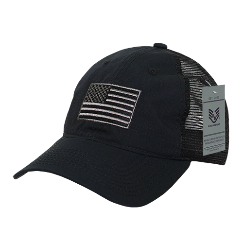 RapidDominance  USA Flag Ripstop Trucker Cap, Black