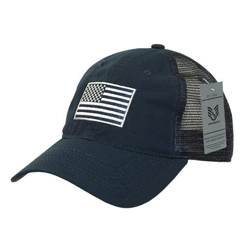 RapidDominance  USA Flag Ripstop Trucker Cap, Navy