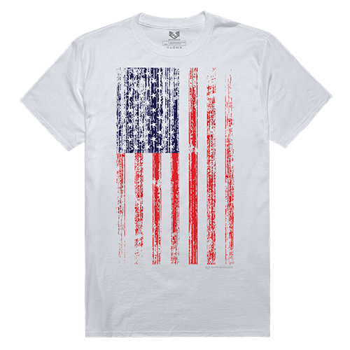 Vertical US Flag Graphic Tee, White - Medium
