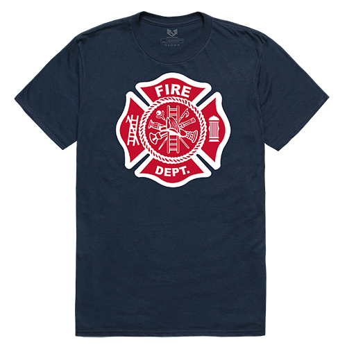 RapidDominance  Fire Department Relaxed Graphic Tee, Navy - Large