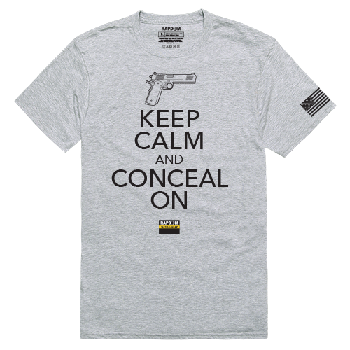 RapidDominance TS1-779-H08-05 Keep Calm & Conceal On Tactical Graphics Tee, Heather Grey - 2X