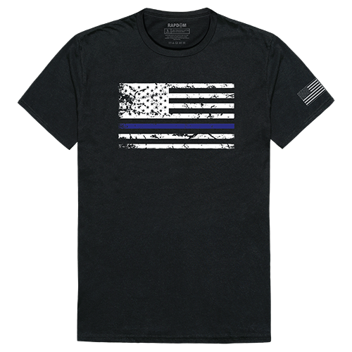 RapidDominance TS1-786-EQ4-02 Thin Blue Line Flag Tactical Graphics Tee, Black - Medium