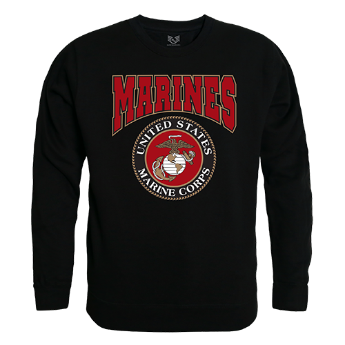 Marines Graphic Crew Neck Sweatshirt, Black - Medium