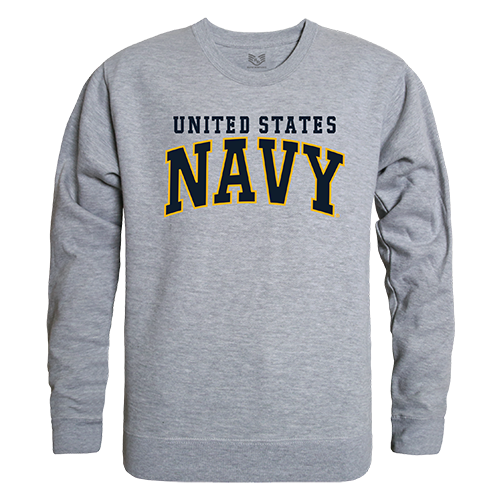 United States Navy 3 Graphic Crew Neck Sweatshirt, Heather Grey - Medium