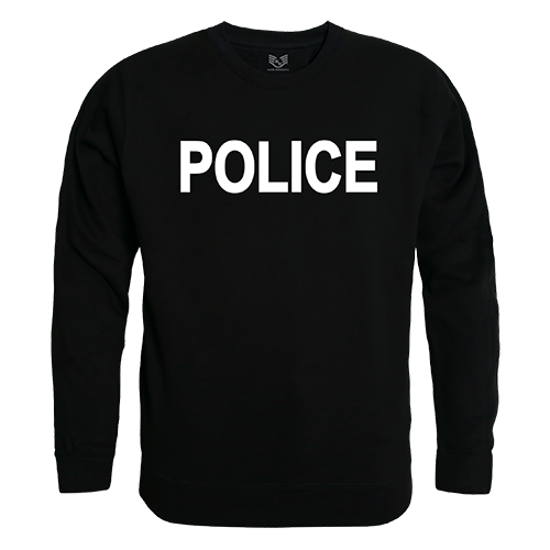 Police Graphic Crew Neck Sweatshirt, Black - Medium