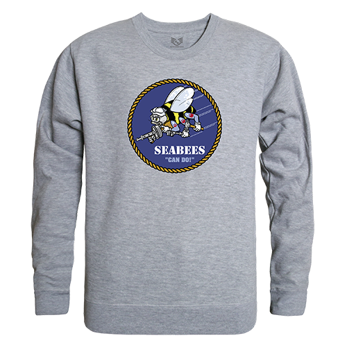 Seabees Graphic Crew Neck Sweatshirt, Heather Grey - Medium