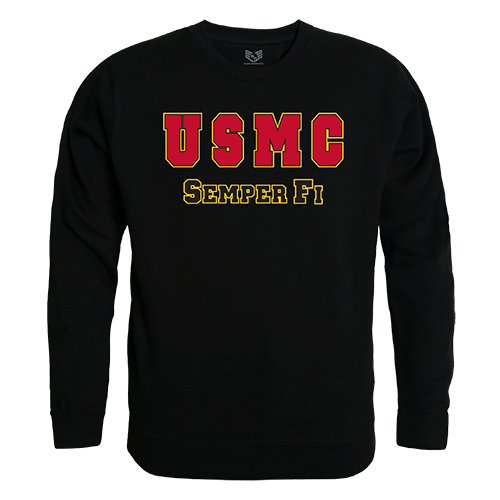 USMC Graphic Crew Neck Sweatshirt, Black - 2X