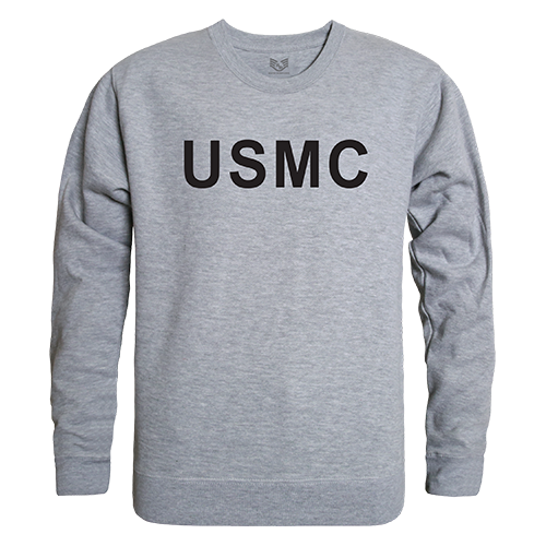 USMC Graphic Crew Neck Sweatshirt, Heather Grey - Small