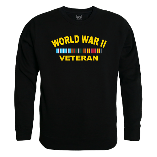 World War II Vet Graphic Crew Neck Sweatshirt, Black - Medium