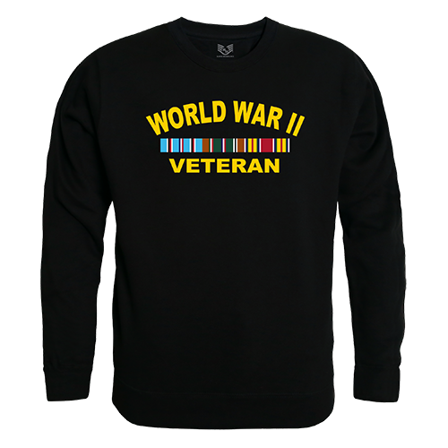 World War II Vet Graphic Crew Neck Sweatshirt, Black - Extra Large